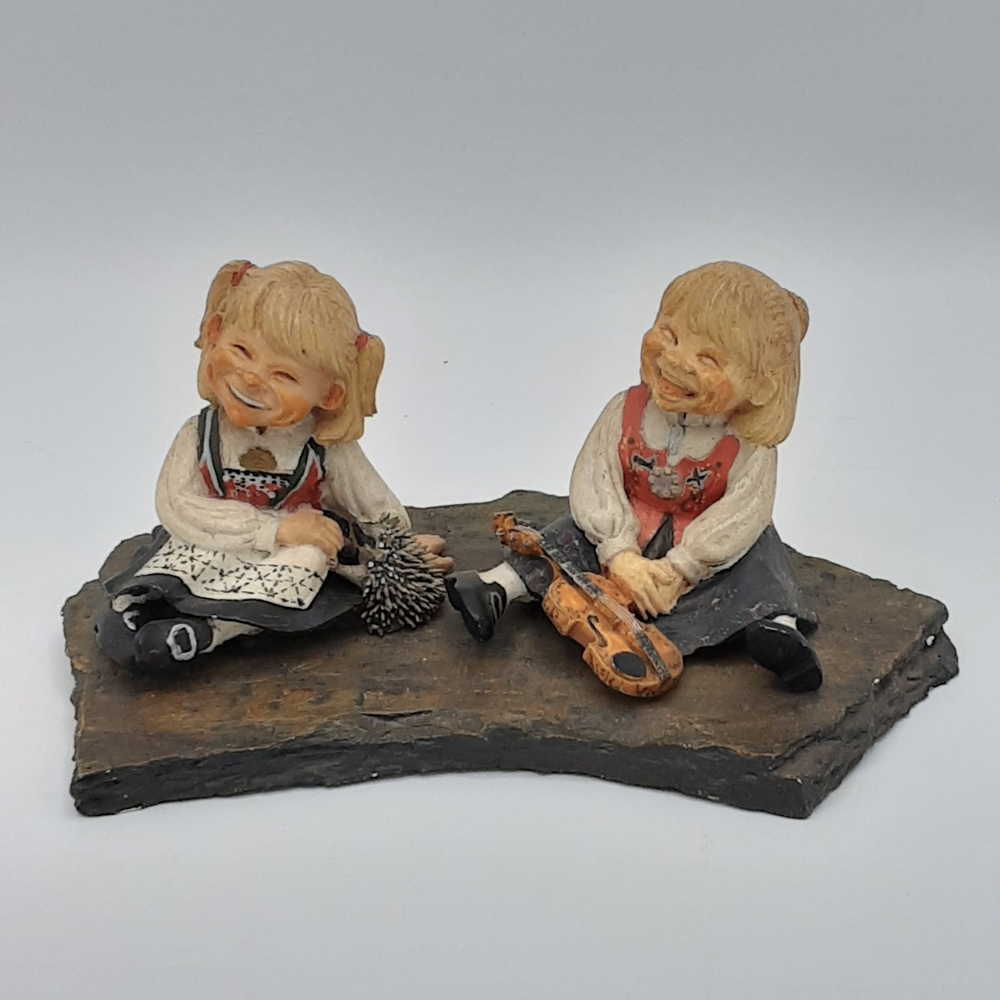 Candy Designs Norway Vintage Whimsical Children Figurine on Slate Base